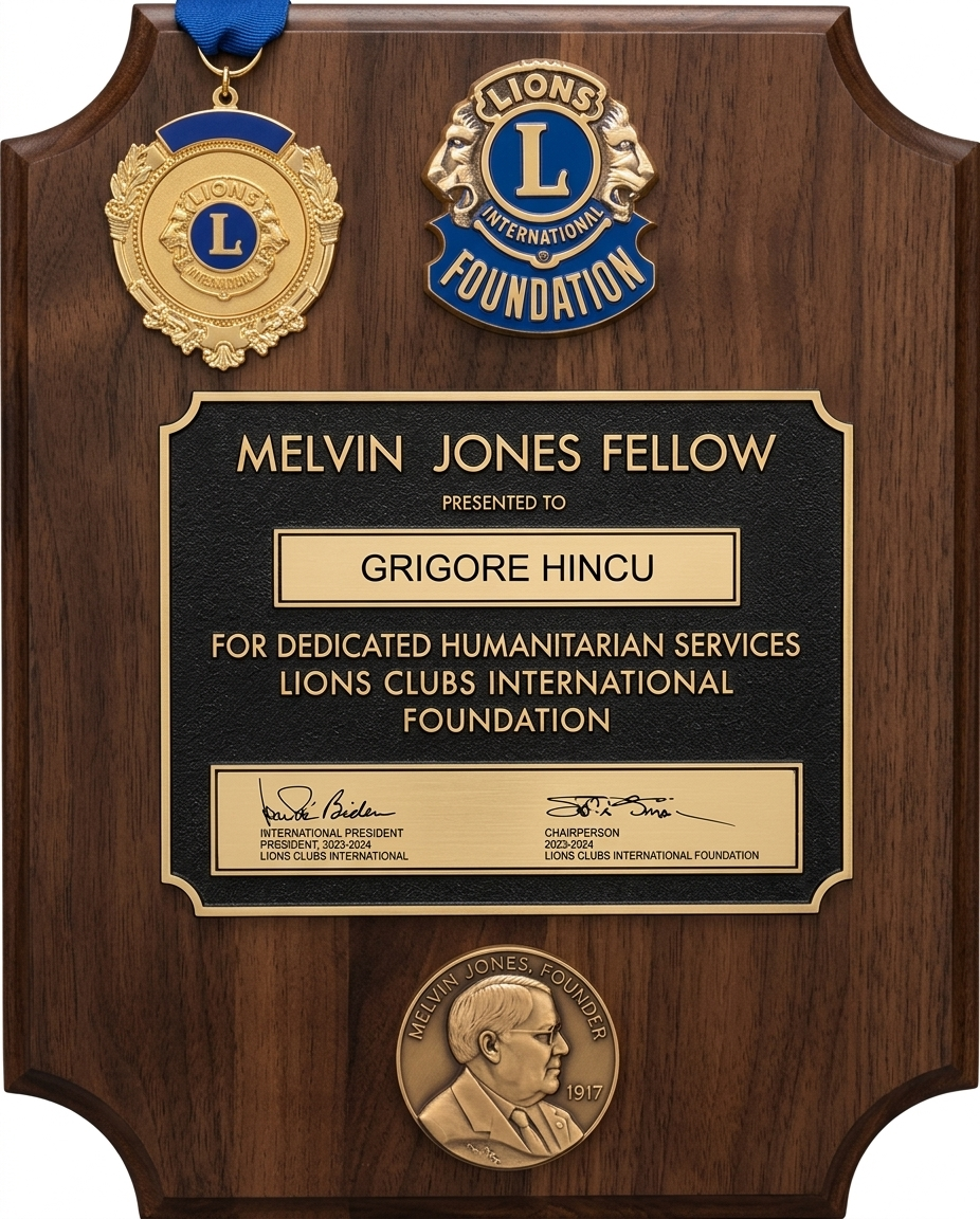 Melvin Jones Fellow award presented to Grigore Hincu, Lions Clubs International Foundation
